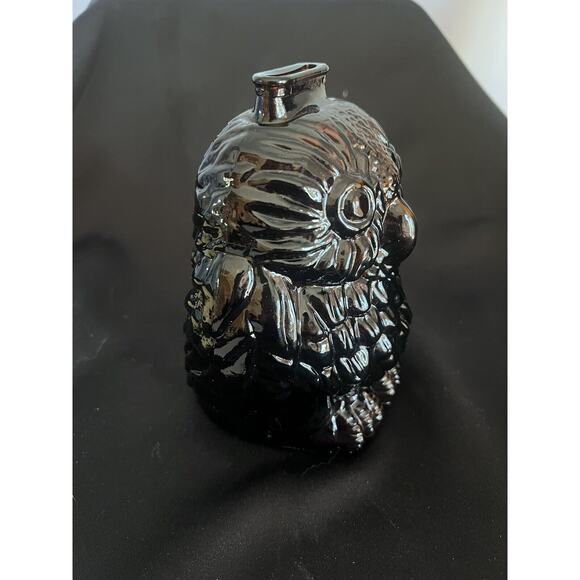 Amber Glass Wise Old Owl Glass Piggy Bank 7”tall Vintage Coin A8 - Picture 4 of 7